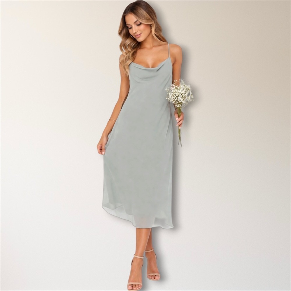 Show Me Your Mumu M Verona Sage Cowl Midi Dress Criss Cross Back Wedding Guest‎